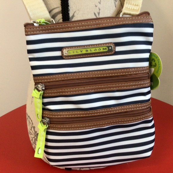 💐NEW Lily Bloom Navy Blue Stripe Eva Crossbody Bag - Picture 3 of 5